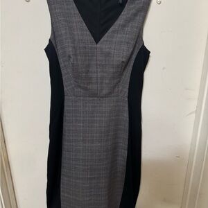 White House Black Market Black and Gray Midi Dress